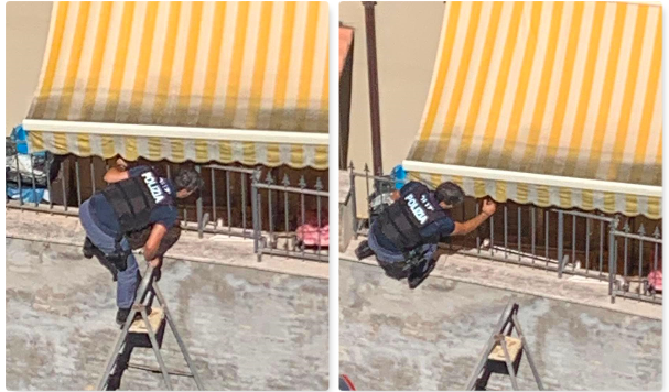 Si arrampica sul balcone per soccorrere un’anziana sola in casa: umanità dietro la divisa