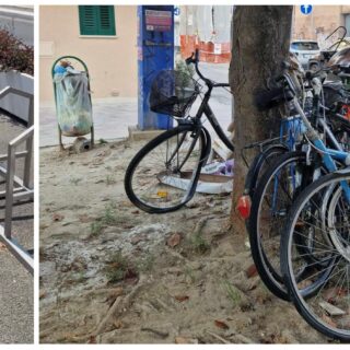 Il paradosso delle biciclette: rastrelliere vuote, alberi e pali pieni